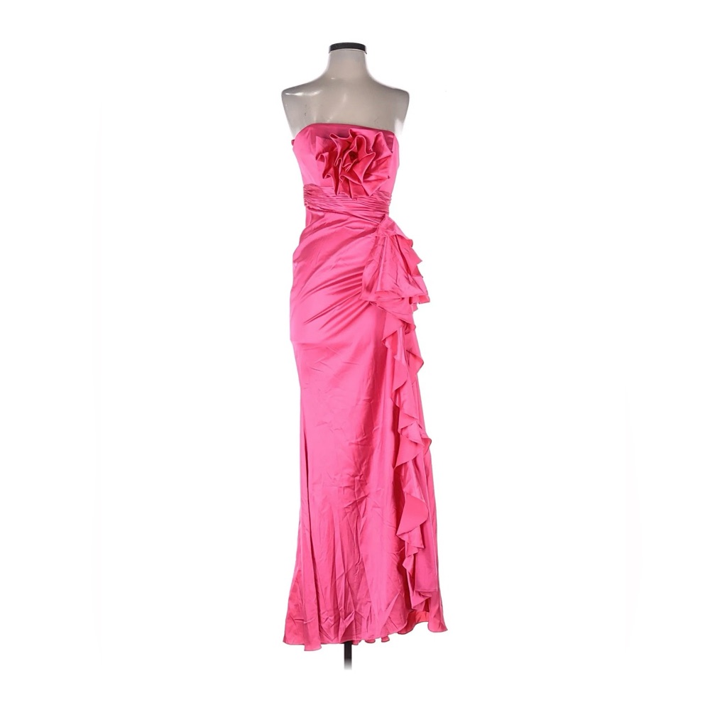 Mac Duggal Strapless Pink Ruffle Gown Size 2